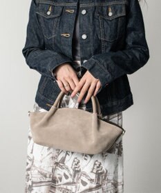 INTER-CHAUSSURES 【LORISTELLA】レザーハンドルスエードハンドバッグ