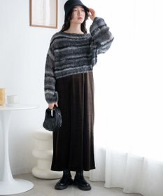 WEGO 段染めボーダーモヘアライクニット