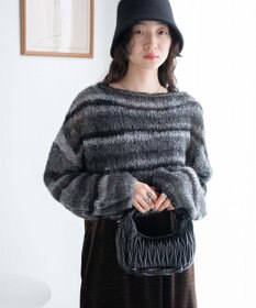 WEGO 段染めボーダーモヘアライクニット