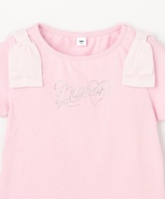 ANY KIDS 【綿100%】肩リボン×ラインストーンロゴ 半袖Tシャツ