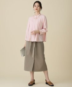 自由区 L ブラッシュドコットンサテンナロー スカート