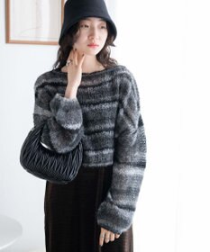 WEGO 段染めボーダーモヘアライクニット