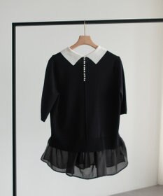 YECCA VECCA 2way襟付きフリルレイヤードニット