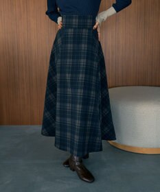 earth music&ecology バックレースアップチェックスカート