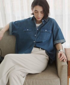 WEGO 【ANGIE VINTAGE】オーバーサイズデニム半袖シャツ