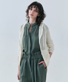BEIGE， 【洗える】OPTICAL / ペーパーヤーンフーディージップニット