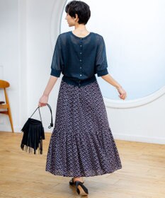 23区 【前後着用可能/洗える】シャイニーシアー 5分袖 カーディガン