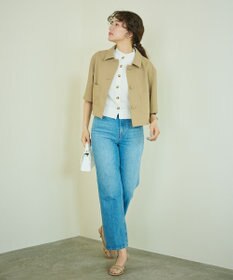 #Newans 【シワになりにくい】〈花乃まりあさんコラボ〉クロップドシャツジャケット