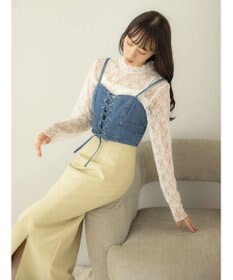 earth music&ecology レースアップデニムビスチェ