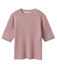 AMERICAN HOLIC 袖口バイカラー半袖ニットプルオーバー