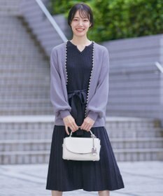 Tiaclasse 【洗える】プリーツ編みラメニットフレアワンピース