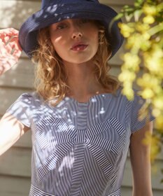 TOCCA 【UV99.9%以上カット・吸水速乾・抗菌防臭・洗える・サイズ調整可】BIG RIBBON WIDE DENIM HAT 帽子