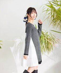 Tiaclasse 【洗える】ツイード2段フレアチュニックブラウス