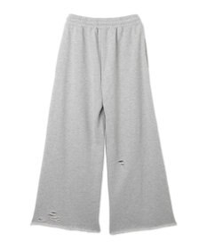 WEGO 【ウエストゴム】ダメージスウェットワイドパンツ