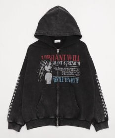 WEGO 【ユニセックス着用ITEM/MLサイズ展開】パウダーブリーチグラフィックZIPパーカー