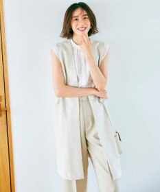 23区 【洗える】シアーストライプ ノースリーブ ブラウス