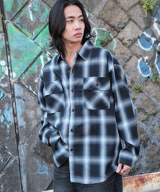 WEGO 【ユニセックス着用ITEM/SMLサイズ展開】オンブレチェックシャツ（LS）