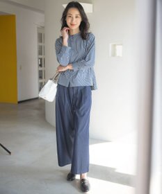 J.PRESS LADIES 【WEB限定カラーあり】ストライプジャカード バンドカラー カットソー