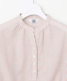 J.PRESS LADIES L 【洗える】ドビー強撚ストライプ コクーンシルエット ブラウス