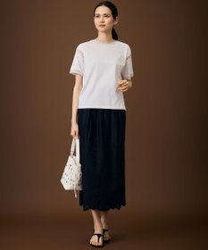 自由区 S ナチュラルコットンハイゲージシアーアクセント Tシャツ