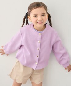 ANY KIDS 【洗濯機可能】スナップボタン カーディガン ラベンダー