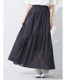 earth music&ecology コットンボイルランダム切替フレアスカート