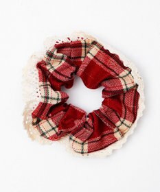 WEGO Lレースフリルラメチェックシュシュ