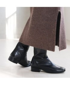 Pointer 本革ローヒール スクエアトゥロングブーツ