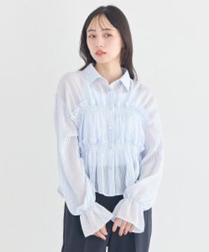 earth music&ecology シャーリングストライプシャツ