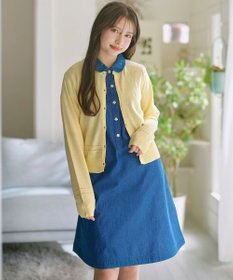 組曲 KIDS 【150-160㎝】 フラワーボタンデニムワンピース