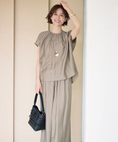 自由区 L 【カタログ掲載・ご好評アイテム・累計2500本・新色追加・ウエストゴム・セットアップ対応】エアリーツイルキュロット パンツ