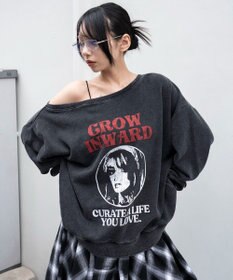 WEGO 【25年秋冬新作】2WAYグラフィックワンショルBIGスウェット