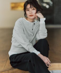 uncrave スウェットライクニット ヘンリーネックトップス TOPグレー