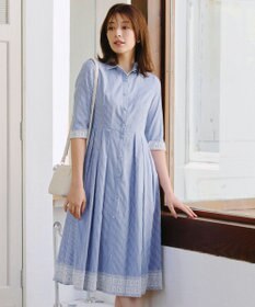 Tiaclasse L 【洗える】レースコンビシャツワンピース
