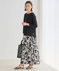 自由区 L 【洗える】リネンフリンジディテール8分袖 ニット