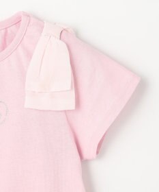 ANY KIDS 【綿100%】肩リボン×ラインストーンロゴ 半袖Tシャツ
