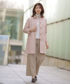 J.PRESS LADIES 【洗える】セルロースリネンストレッチ タックワイドパンツ