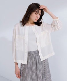 J.PRESS LADIES 【洗える】Sheer Vis リネン ノーカラー ブルゾン