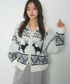 WEGO 雪柄ダブルジップニット