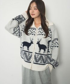 WEGO 雪柄ダブルジップニット