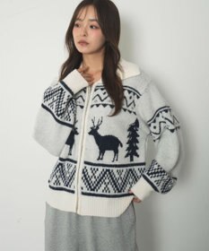 WEGO 雪柄ダブルジップニット