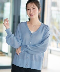 Tiaclasse ラメシアー天竺パールボタンカーディガン