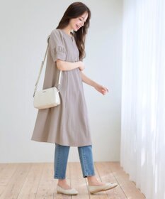 Tiaclasse 【選べる着丈・新色追加】ギャザーランタンスリーブワンピース