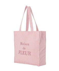Maison de FLEUR ブランドロゴ刺繍ギンガムスクエアトート