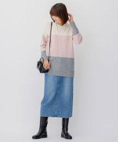 23区 【洗える】ウールナイロン カラーブロック ニット