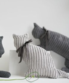 LOOM&SPOOL GRA綿毛布猫クッション