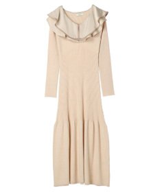 earth music&ecology パイピングフレアカラーニットワンピース