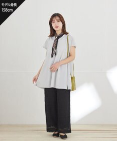 Tiaclasse 【冷凛(ひやりん)カノコ】スキッパー襟フレンチスリーブチュニック