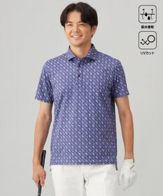 23区GOLF 【MEN】【吸水速乾/UVカット】アザミ小紋柄半袖ポロシャツ