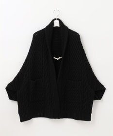 自由区 【洗える】アランパターンファーコンビ ニットガウン